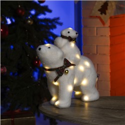 Светодиодная фигура «Медведица и медвежонок» 27 × 26 × 12 см, флок, батарейки ААх2 (не в комплекте), свечение тёплое белое