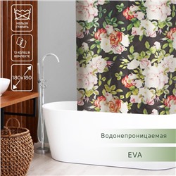 Штора для ванной Доляна «Розы», 180×180 см, EVA