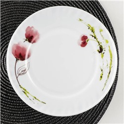 Тарелка десертная Доляна «Нежные маки», d=20 см, цвет белый
