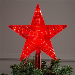 Светодиодная верхушка на ёлку «Звезда красная» 22 см, 30 LED, провод 2 метра, 220 В, свечение красное