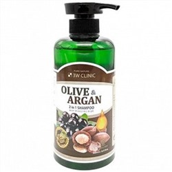 Шампунь для поврежденных волос с аргановым маслом и маслом оливы 3W CLINIC Olive&Argan 2in1 Shampoo, 500 мл.